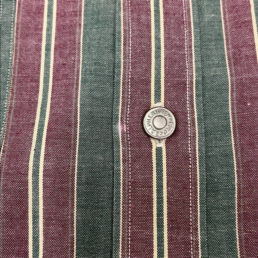 Vintage Polo by Ralph Lauren green and maroon shirt with metal buttons size med